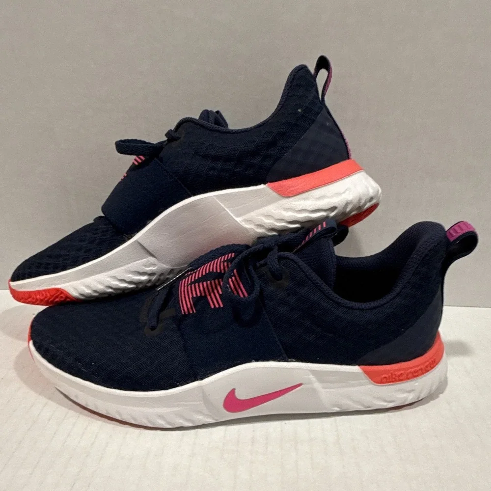 Nike Woman's Low Top Lace Up Athletic Sneakers Navy/Pink/White/Red DC1869-400